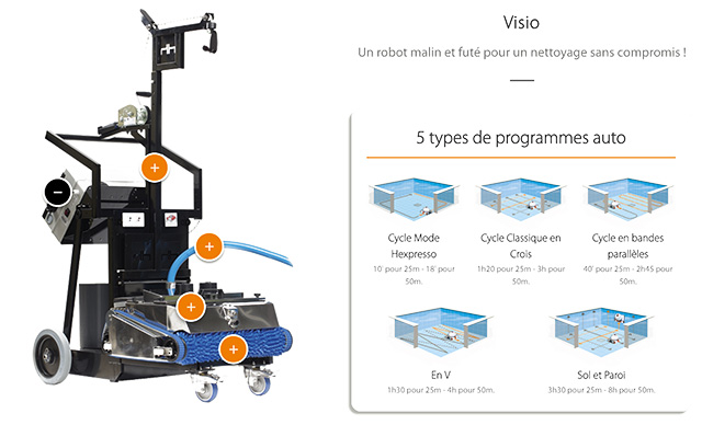 Robot piscine electrique Hexagone VISIO XL avec camera - Robot piscine électrique professionnel Hexagone VISIO XL intelligence artificielle 