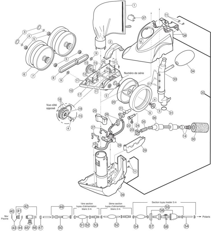 Vue éclatée pièces détachées Robot Polaris 380 (F3)