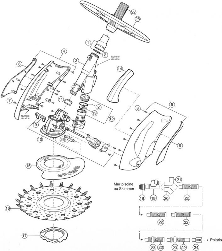 Vue éclatée pièces détachées Robot Polaris 140 (F8)